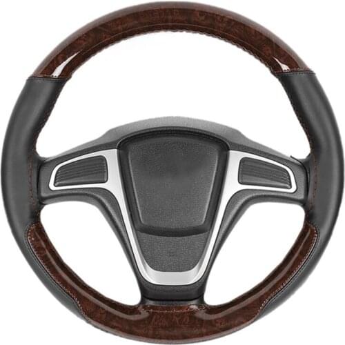 Car Anti Slip Steering Wheel Cover Breathable Handle Cover Leather Splicing Peach Wood Grain Hand Sewn Car Accessories