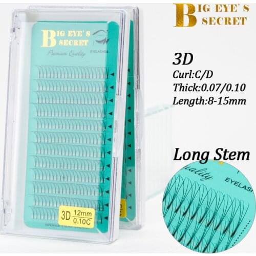 Big eyes secret Pre fanned 3D Korean silk premade fans Volume Eyelashes Extension Private label C D Curl Hand Made Silk Lashes