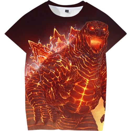 Godzilla vs. King Kong Cartoon T-shirts Kids Dinosaur Print T Shirt For Boys Children Summer Short Sleeve T-shirt Tops Clothing