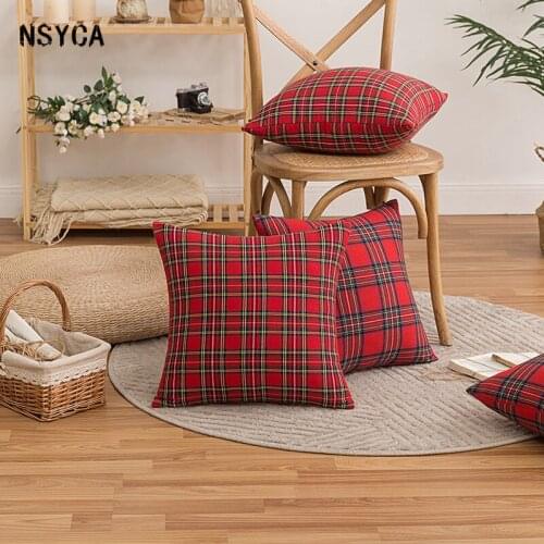 Home Cushion Pillow Case Dust Proof Red Lattice Geometry Chair Waist Pillow Cover Living Room Decorative Sofa Cushion Cover