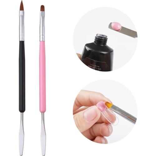 Dual Ended Nail Art Acrylic UV GEL Extension Builder Flower Painting Brush Pen UV Gel Spatula Stick Manicure Tool