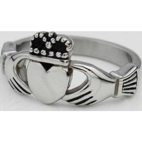 Stainless Promise Steel Irish Band 5-10 Ring Titanium and steel claddagh ring traditional Irish wedding ring A symbol of love