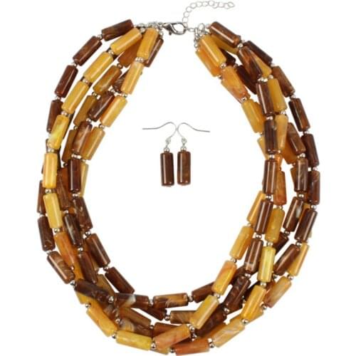 Fashion Multi-layer Beaded Large Choker Necklace Women Jewelry Sets Necklace Earrings African Beads Choker Statement Necklace