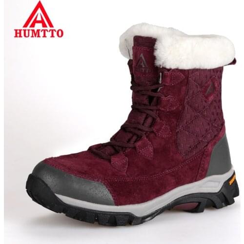 HUMTTO Outdoor Cold Resistant Hiking Trainers Winter Women Snow Boots waterproof Leather Mountain shoes Camping Hunting sneakers