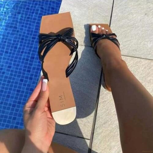 2021 Hot One-line summer leather sandals women beach leisure viscose shoes breathable womens shoes outdoor wild beach slippers