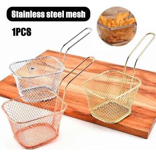 Stainless Steel Metal Basket French Fries Basket Mini Frying Storage Holder for Home JA55