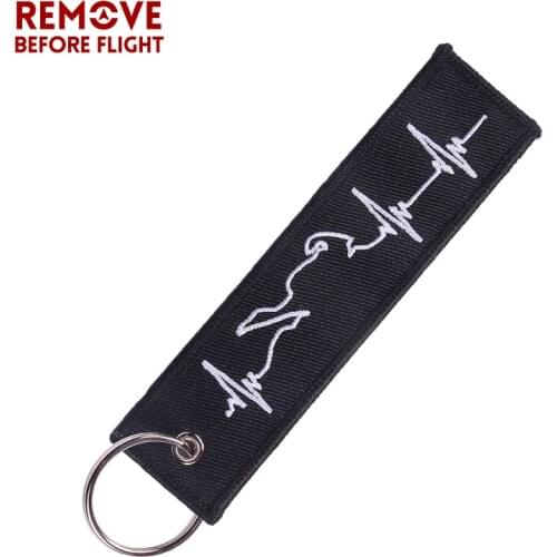 Fashion Keychain Biker Heartbeat Chain Keyrings Embroidery Tag Key Ring for Motorcycle Car Lover Key Chains Keyfob chaveiro New