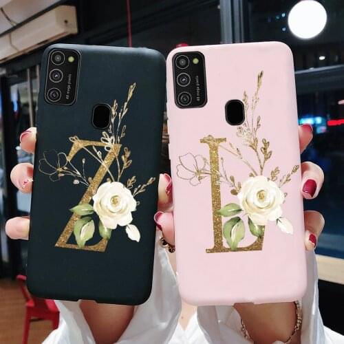 For Samsung Galaxy M21 Case 6.4" Cute Flower Letters Soft Silicon Phone Back Cover For Samsung M21 M 21 SM-M215FZGUSER m215 Case