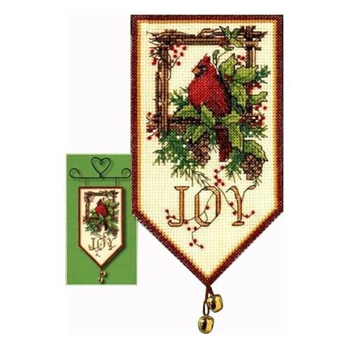 Cotton 14ct Needlecrafts Counted plastic Cross Stitch Kits Animal, Cardinal Joy Mini Banner Diy Embroidery Needlework set