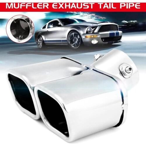 62MM/2.5 inch Dual Outlet Car Exhaust Tip Stainless Steel Slant Rolled Edge Auto Muffler -Silencer Tip Pipe Covers