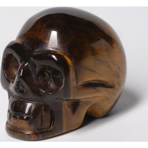 Natural Crystal Tiger Eye Skull Handicraft Crystal Gem Skull Carving Specimen Mineral Crystal Quartz Art Collection