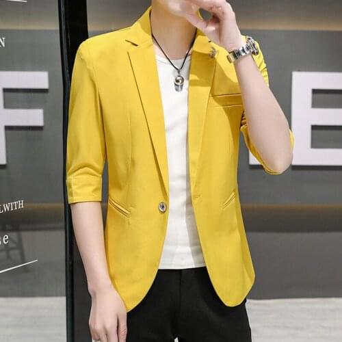 2021 New Mens Summer Half Sleeve blazer Teen Trend Casual Handsome Thin blazer
