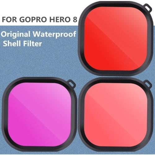 3 in1 Original Waterproof Case Filter Diving Protective Shell Purple Pink Red Filters Set For Gopro Hero 8 Black Action Camera