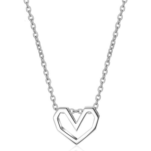 Hollow Love Heart Pendants Necklaces Simple Tiny Gold Silver Color Charm Necklaces Chain Jewelry Gift for Women Girls collares