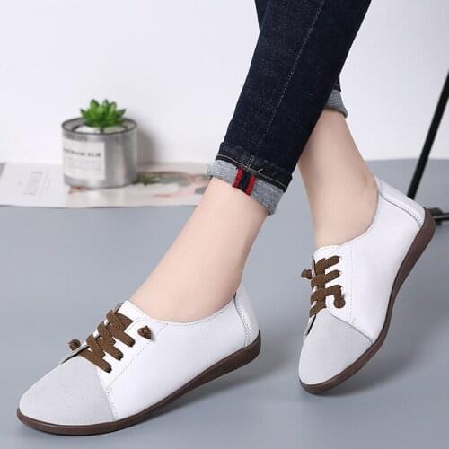 Size 35-43 Womens Flats For New Summer Slip-On Round Toe Casual Flat Shoes Basic Ballet Shoes Woman Sneakers Genuine Leather