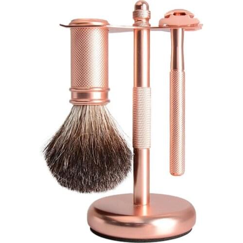 Luxury Shaving Kit Metal Barber Razor With Blades Matte Rose Gold Private Facial Barger Hair Double Edge Safety Razor Women Gift