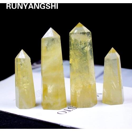 Runyangshi 1pc Hot sale! Natural citrine quartz crystal wand point yellow quartz crystals point reiki healing as gift