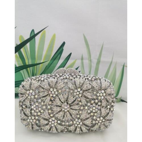 Silver Blue Green Crystal Woman Evening Clutch Bag Lady Bridal Cocktail Wedding Party Female Handbag AB Diamond Dinner Prom Bags