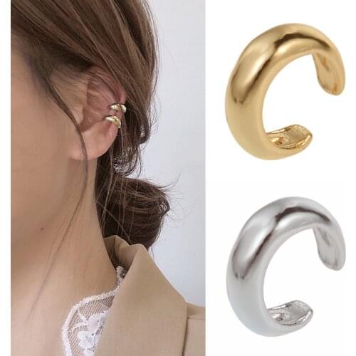 New Vintage Simple U-shaped Ear Cuff Non Pierced Clip Earring Trendy Punk Antique Color Small Flower Carved Hollow