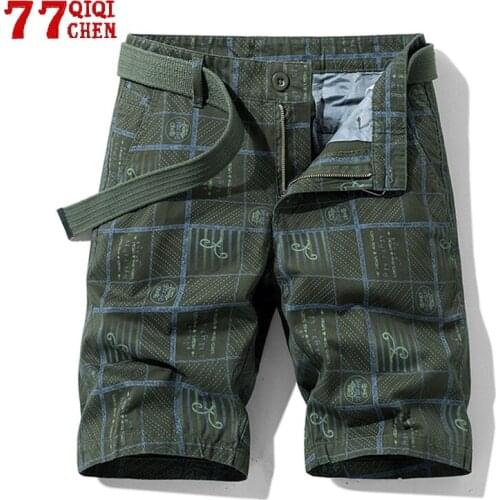 Military Cargo Shorts Men 2021 Summer Cotton Casual Loose Big Size Male Jogger Loose Short Pant Printing Trousers Bermuda