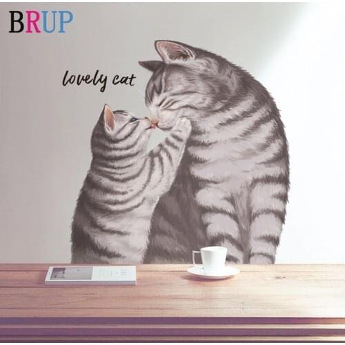 Hand Paint Style Cats Kittens Wall Stickers for Kids Room Wall Decal BABY Nursery Pets Vinyl Sticker Home Decoration Living Room