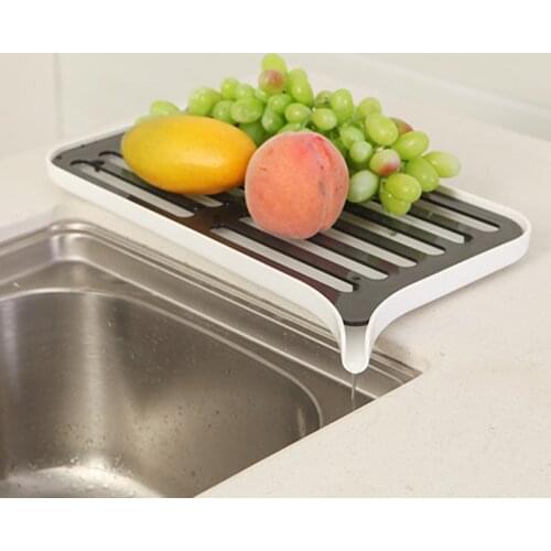 Dish Drainer Dryer Plastic Sink Drying Racks Drain Rack Fruit Tray Worktop Kitchen Organizer Drying Kitchen Items