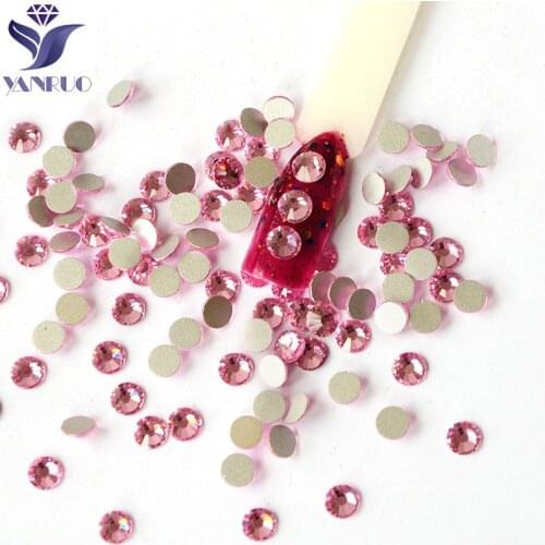 YanRuo Light Rose 4A 2000NOHF Strass All Size Non Hotfix Crystal Rhinestones Flatback nail Art Crystal Rhinestone