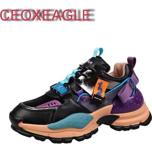 Spring 2021 Fashion Harajuku Women Sport Shoes Woman Chunky Dad Platform Sneakers Ladies Breathable Mesh Running Casual Shoes