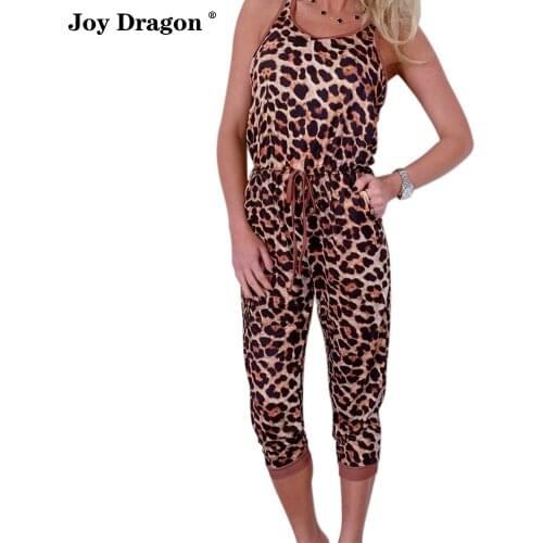 Women Summer Rompers Sleeveless Leopard Suspender Jumpsuits Ropa Mujer Roupas Feminina Combinaison Pantalon Femme Vetement Femme