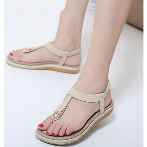 New Womens Sandals Vacation Beach Seaside Womens Shoes Buckle Large Size Comfortable Ethnic Style Comfortable