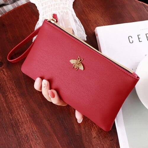 Women Wallets Zipper Clutch Long PU Leather Wholesale Fashion Female Wallet Ladies Wristlet Ultra Thin Mobile Phone Bag