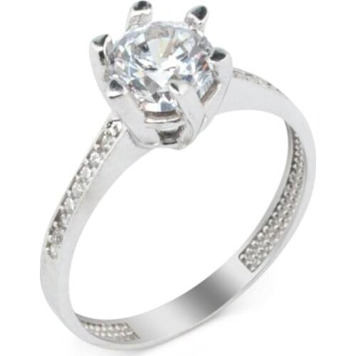 Women Silver Solitaire Ring With Zircon Gemstone Wedding Anniversary Engagement Gifts Solid 925 Sterling Silver