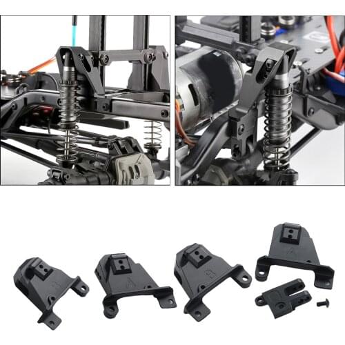1Set Aluminum Front Rear Shock Towers Hoops Bracket Mount for Traxxas 1/10 4 RC Crawler Modified Parts Black