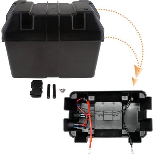 1 Set Car Smart Battery Box USB Car Charger Power Guard Storage Case & Belt GM-EP-9116 For RV Boat Auto Etc 13.4*7.67*10.6"