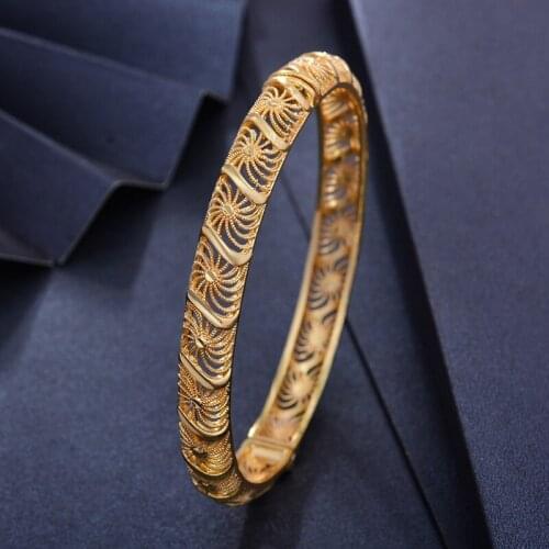 1Pcs 24K Africa Gold Color Dubai Bangles for Women Ethiopian Bangles Bracelet Wedding Jewelry African Gifts Islam Middle jewelry