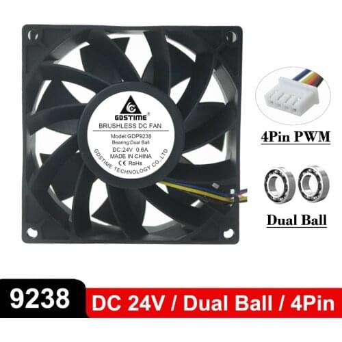 1pcs Gdstime 9238 DC 24V 9cm 92x38mm Ball Bearing 4 Pin PWM FG Function 92mm x 38mm Computer Case Axial Industrial Cooling Fan