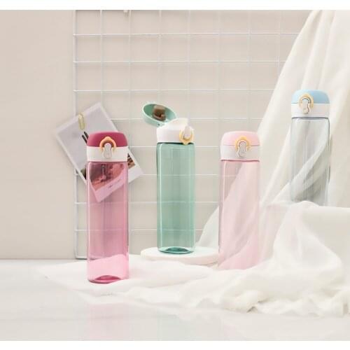 1Pc 550ml Concise Transparent Plastic Travel Cup Outdoor Cold Juice Sports Water Bottle Fashion Portable Milk Rope Water Cup