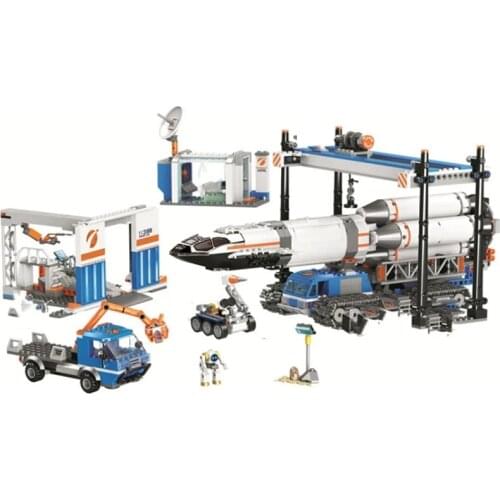 1097pcs 11388 Urban Space Series Rocket Loading and Transportation Center 60229 Assembled Building Block Toy Gifts