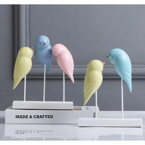 3PCS SIMPLE COLOR BIRD CRAFTS DECORATION COUPLE FAMILY WARM DECORATION MODERN HOME LIVING ROOM OFFICE ANIMAL STATUE PLACED GIFT