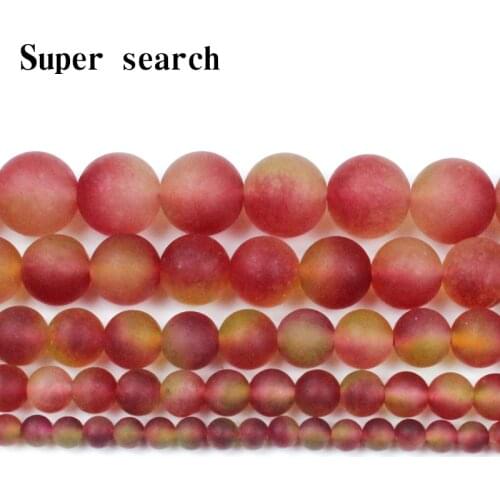 4mm 6mm 8mm 10mm 12mm Matte Frosted Red green Natural Stone Round Beads for Jewelry Making Diy Bracelet 15'' Bracelet necklace