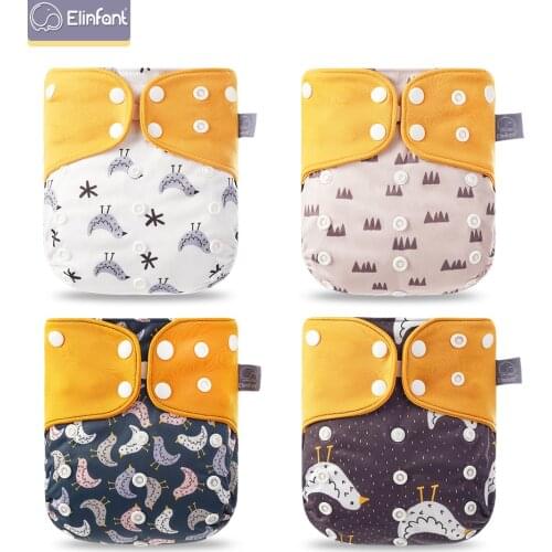 Elinfant 4PCS Baby Cloth Diaper Coffee Mesh Pocket Nappies Washable Reusable Diapers Fit 3kg~15kg Baby LABS Pants Breathable