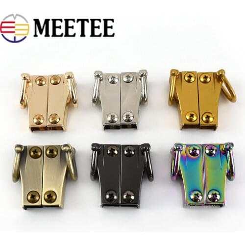 Meetee 5/10pairs 20X10mm Bag Metal Ear Shoulder Strap Hang Buckles Side Clamp Hook DIY D Ring Sides Clip Luggage Accessories