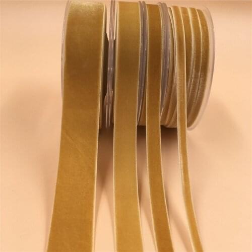 6mm/9mm/15mm Old Gold Single Face Velvet Ribbon For Handmade Gift Bouquet Wrapping Supplies Home Party Decoration Christmas