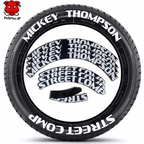 8pcs Car Tire Decals Car Tuning Universal 3D Permanent PVC Conjoined Letter Decals kit for MICKEY THOMPSON