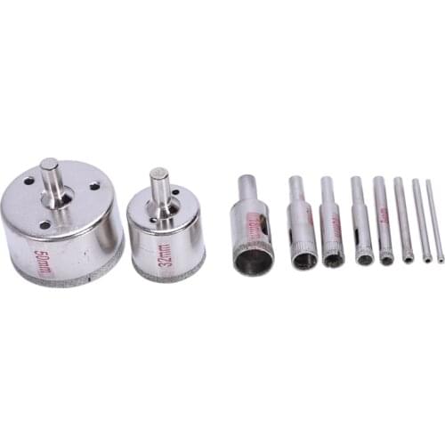 ABSF 10Pcs Diamond Hole Saw 3-50mm Drill Bit Saw Set Tile Ceramic Marble Glass Cutter