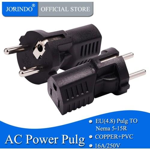 JORINDO EU TO 5-15R European-US 5-15R Plug AC Power Adapter Neam US 5-15R To EU German Connector Female Socket Conversion Plug