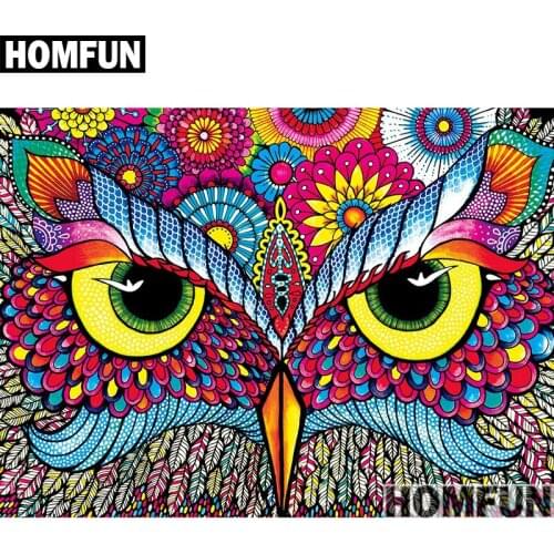 HOMFUN Full Square/Round Drill 5D DIY Diamond Painting "Colorful owl" 3D Embroidery Cross Stitch 5D Home Decor Gift A00897