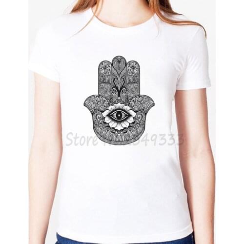 Hamsa eye hand Print Women tshirt Modal Casual Loose Funny t shirts For Lady Top Tee Drop Ship SH-63