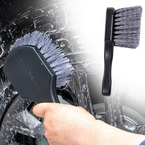 Harmless Wheel Cleaning Brush Detail Brush Wear-resistant Short Handle Tire Rim Washing Brush Comfortable Grip for Vehicles