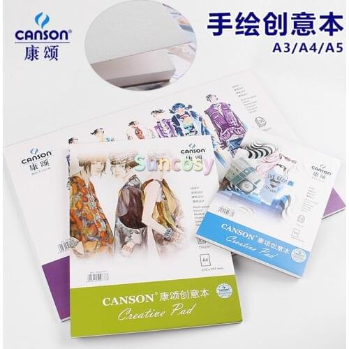 Canson Creative Pad, Art Book Drawing Paper for Pencils Marker Pen Charcoal Gouache, Smooth Paper Sketchbook A4 A3